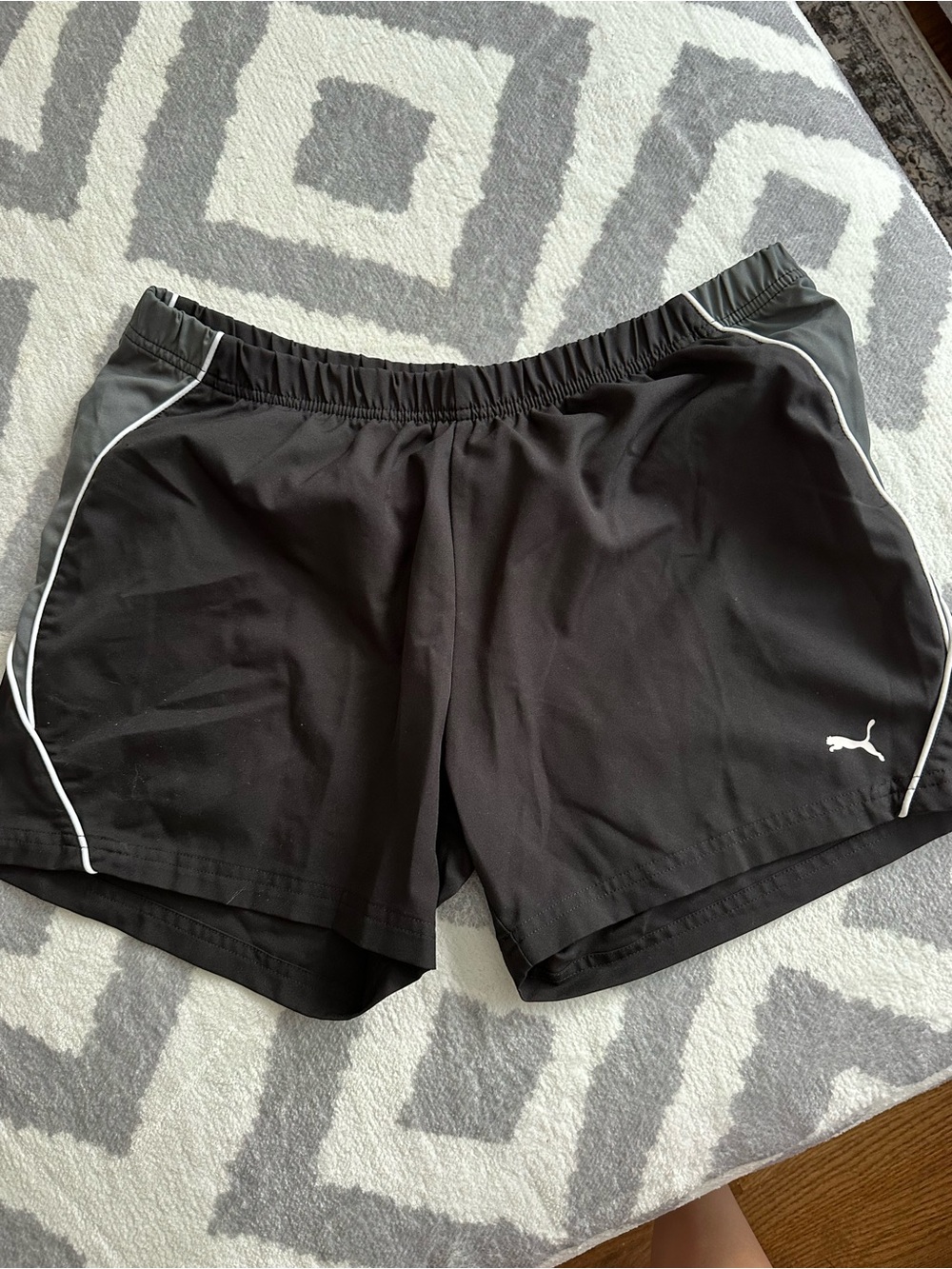 Vintage Puma sports shorts Black Women's Athletic Shorts with White Trim